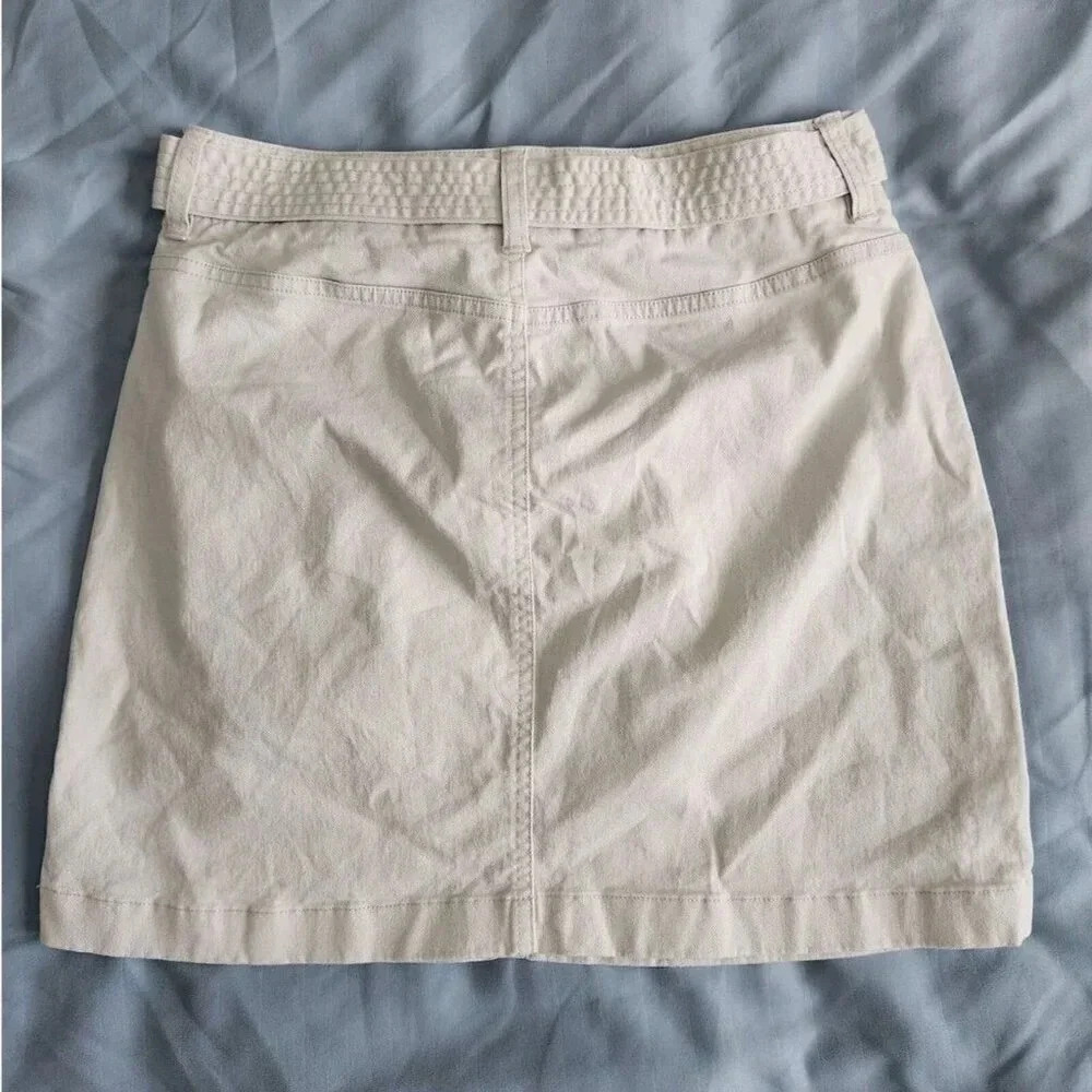 Vineyard Vines Khaki Utility Tie Waist Mini Skirt Sz 0 - Picture 2 of 5
